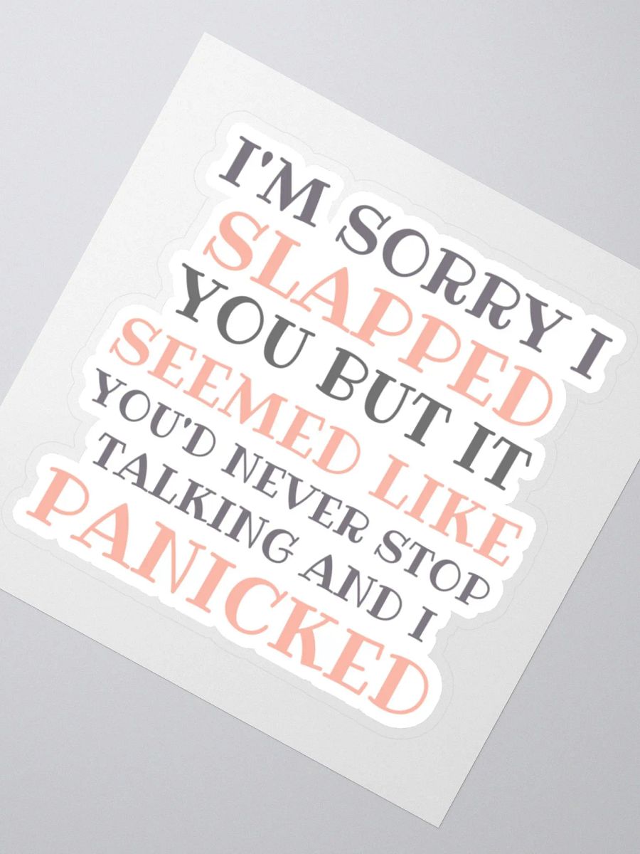I'm Sorry I Slapped You But It Seemed Like You'd Never Stop Talking and I Panicked Sticker product image (3)