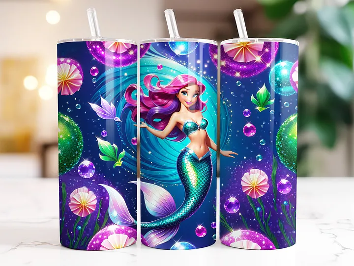 Mermaid Princess 20 oz Skinny Stainless Steel Tumbler - v2 product image (2)