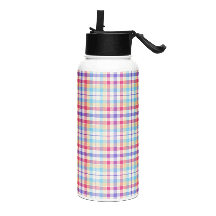 Purple, Pink, and Blue Plaid Water Bottle product image (2)