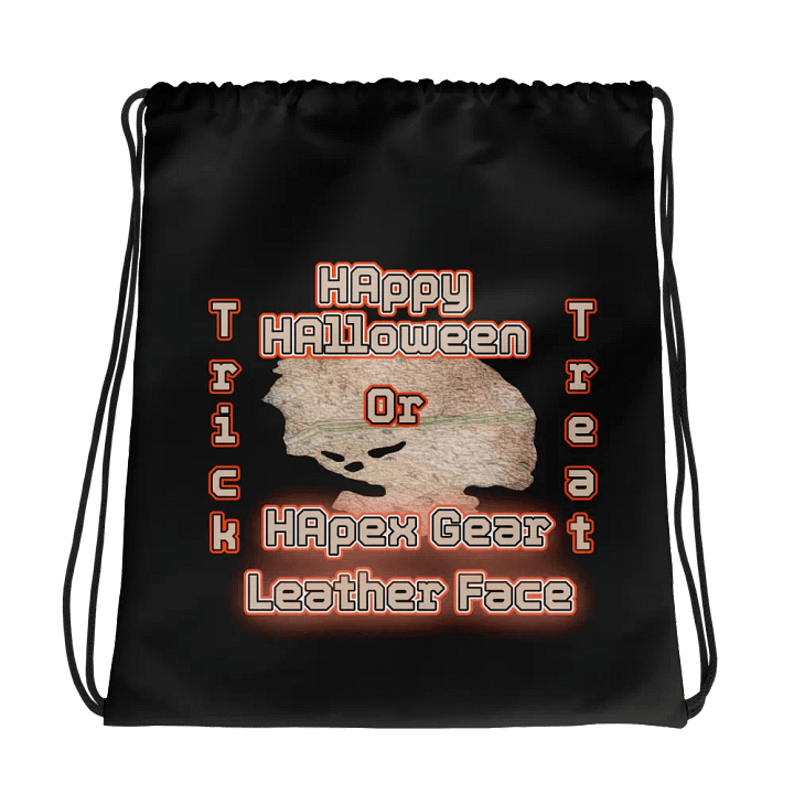 Drawstring Bag - Black - HAppy HAlloween Leather Face product image (1)
