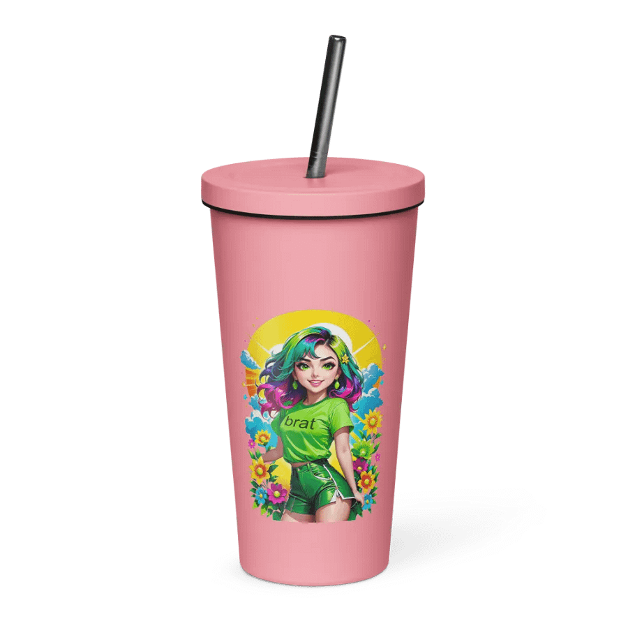 Brat 20 oz Tumbler Cup - Pink - Insulated Tumbler with a Straw v3 product image (1)