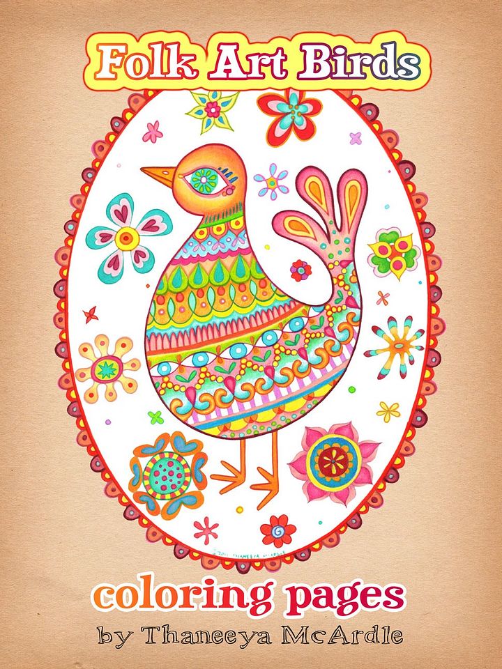 Folk Art Birds Coloring Pages product image (1)