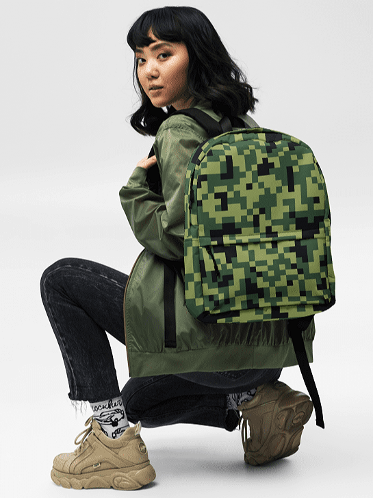 Military Green Camouflage Pixels Camo Pattern Backpack product image (2)