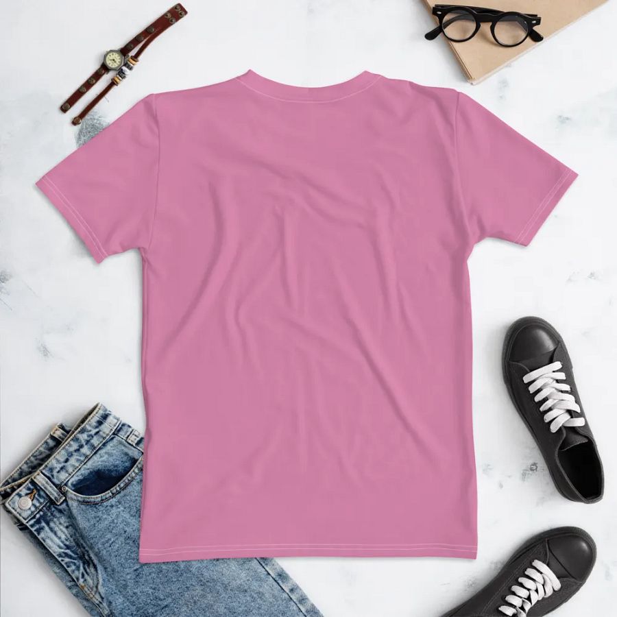 Plain Medium Carnation Pink True Summer Women's Crewneck Polyester Heavyweight Premium T-Shirt by Treasure Pie product image (2)