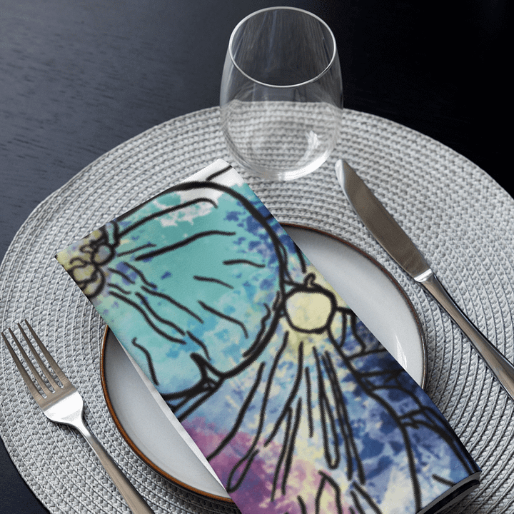 🌸 Hydrangea Blooms | Set of 4 Cloth Napkins | Monique Faella Designs™ | Coastal Floral Table Linens | product image (1)