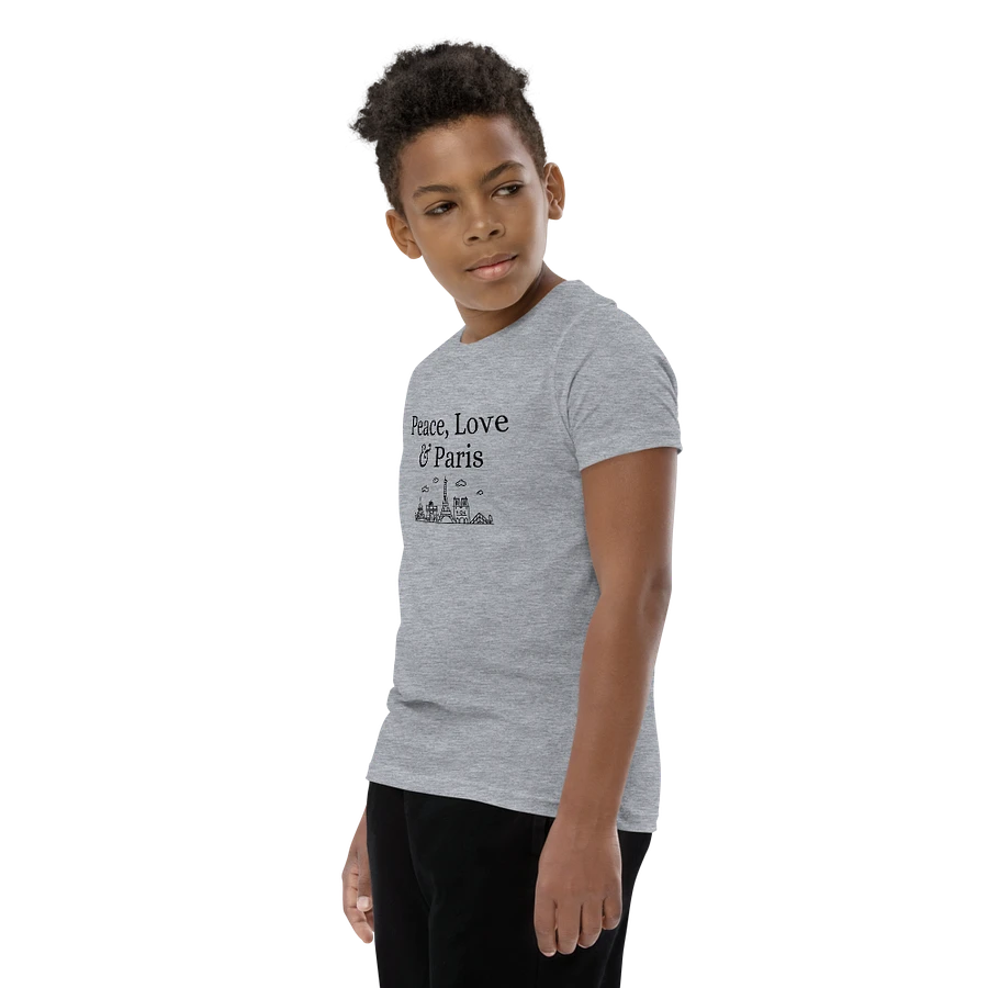 Peace, Love and Paris with Monuments Youth T-Shirt | Black Ink product image (81)