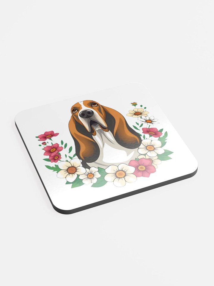 Floral Basset Hound Cork Coaster product image (1)
