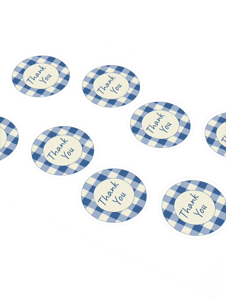 Set of 8 Blue & Cream Gingham Thank You Stickers product image (2)