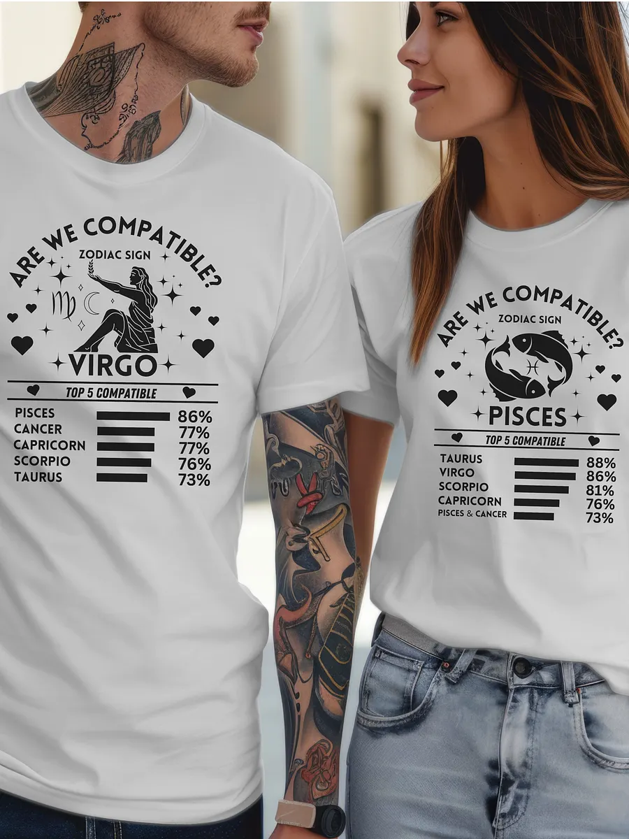 Virgo Zodiac Sign Romantic Compatibility T-Shirt - Bella Canvas 3001 Unisex Staple T-Shirt - Light Colors product image (2)