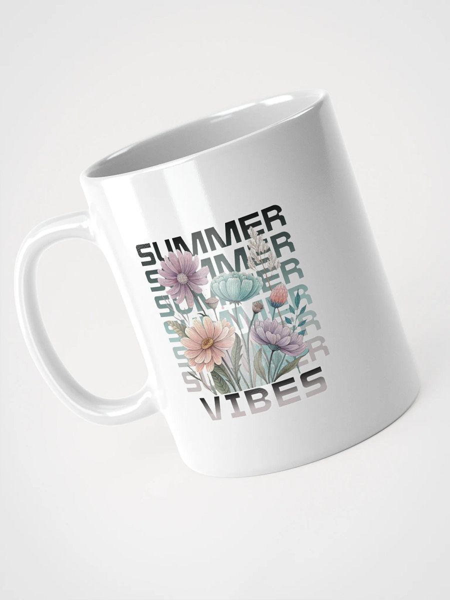 Summer Vibes Boho Flowers Blooms White Glossy Mug product image (2)