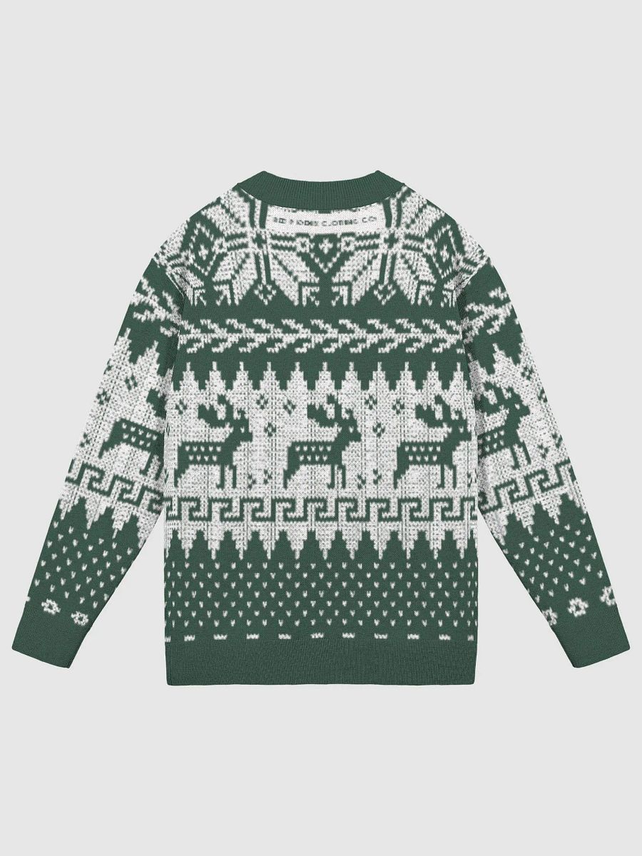 Winter Snow & Deer Pine and White Blue V-Neck Knit Sweater product image (10)
