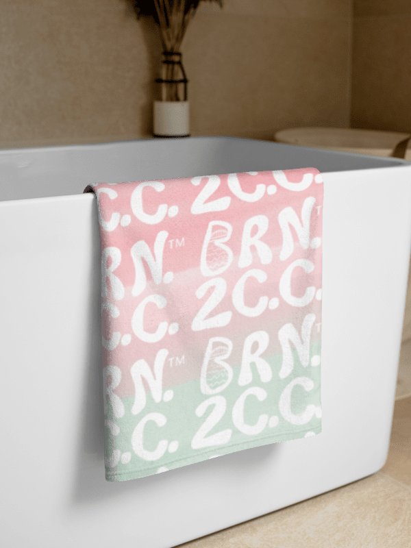 BOURNE to Cape Cod™ | Coastal Classic Beach Towel | All-Over Logo Print | White Logo on Pastel Ombre product image (1)