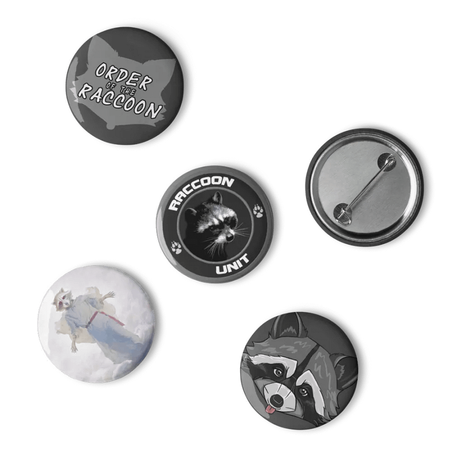 Small Raccoon Button Pins product image (10)