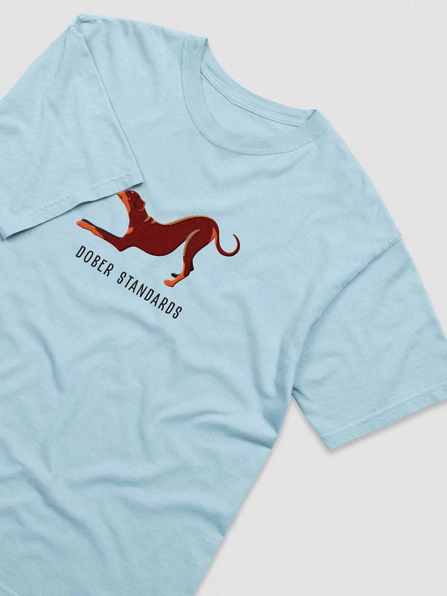 Dober Standards T-Shirt(Embroidered) of a Doberman Pinscher(Red - Full Tail & Ears) product image (6)