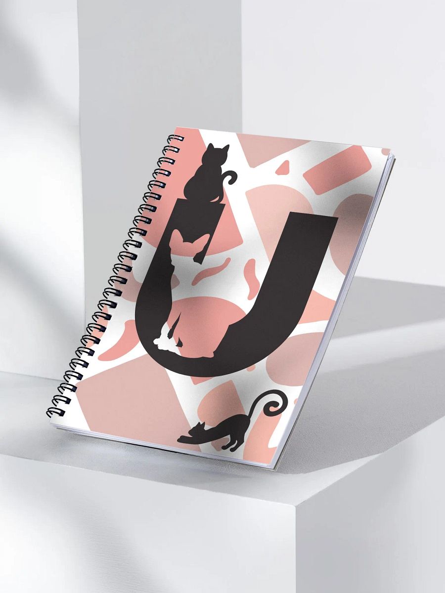 Monogram Letter U Cat Lover Geometric Pinks Notebook product image (3)