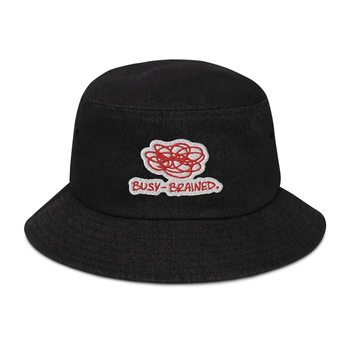 BUSY-BRAINED (red bubble design) denim bucket hat product image (1)