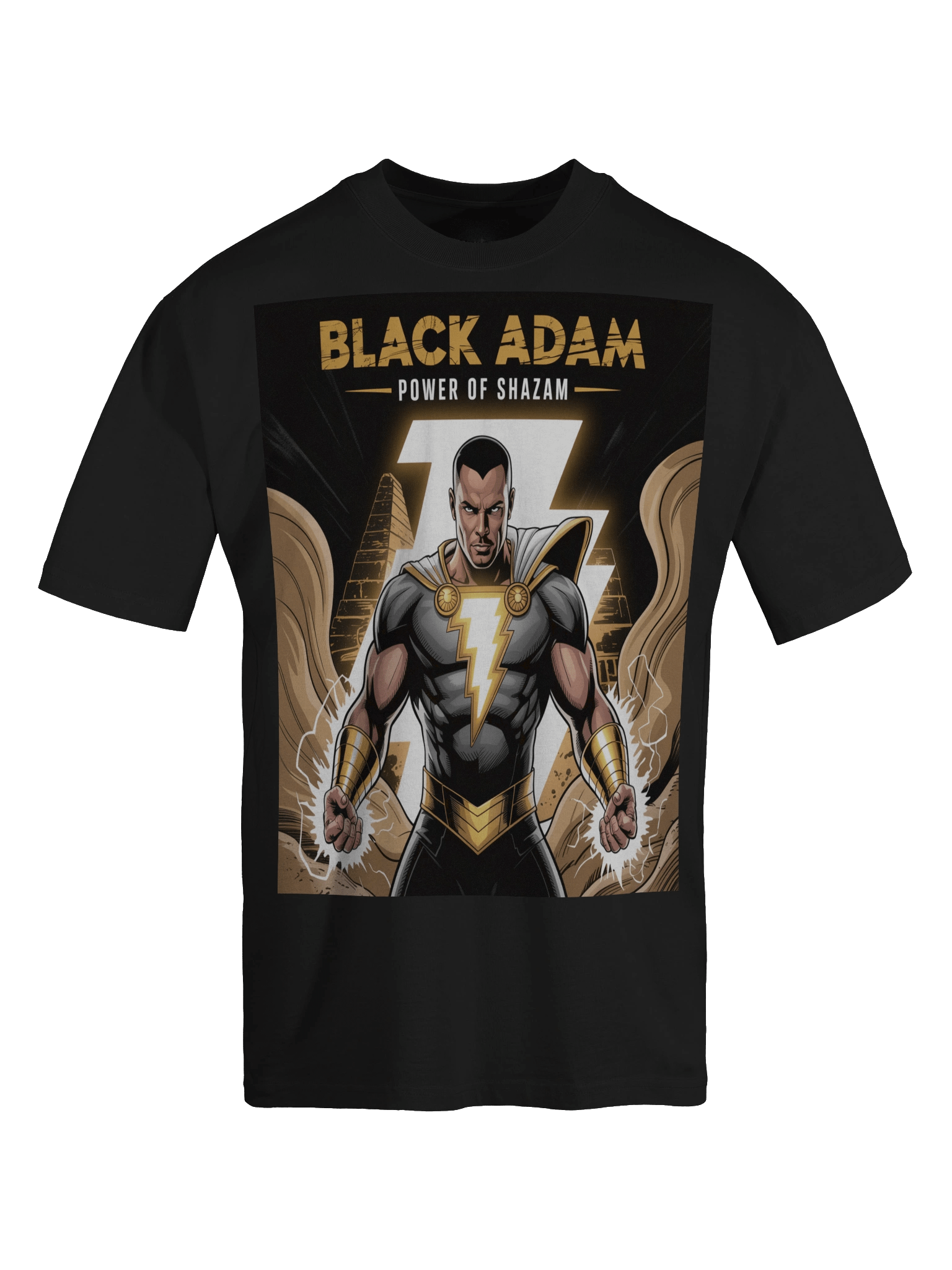 Black Adam Power of Shazam Oversized Faded T-Shirt – Kahndaq Thunder Veil product image (1)