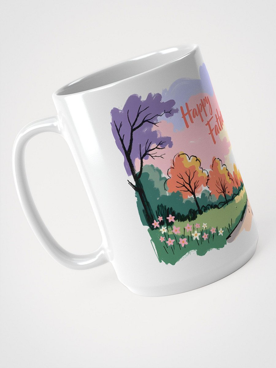 Joyful Father’s Day Walk | Vibrant Family Art Print Glossy Mug product image (3)