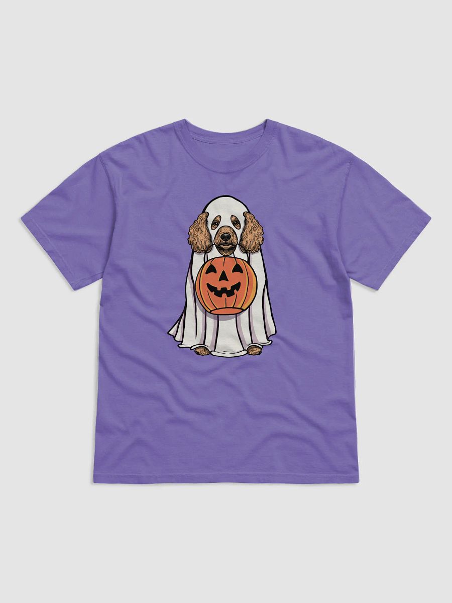Funny Halloween Mini Poodle T-Shirt | Funny Poodle Wearing a Ghost Costume and Holding a Pumpkin Basket product image (27)