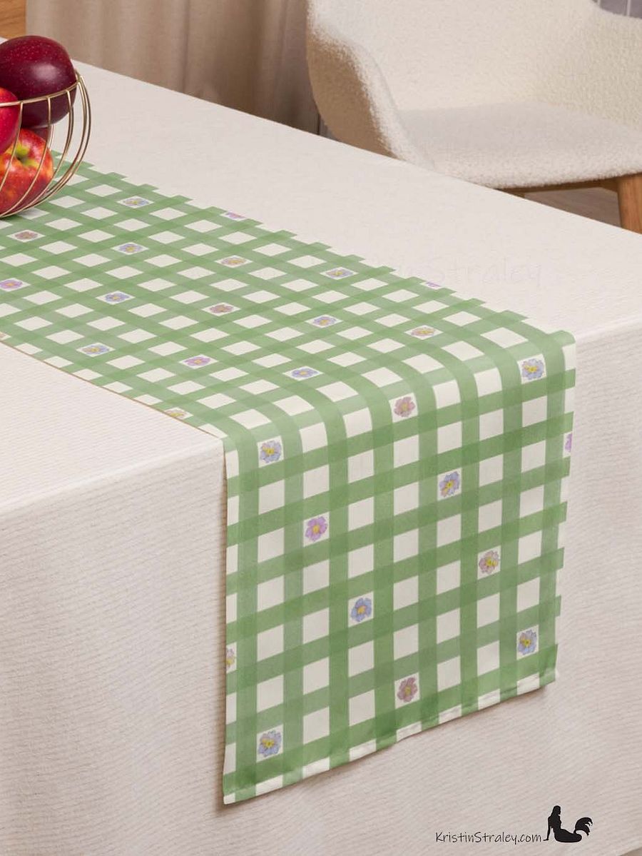 Gingham Blossoms Little Flowers on Gingham Table Runner product image (4)