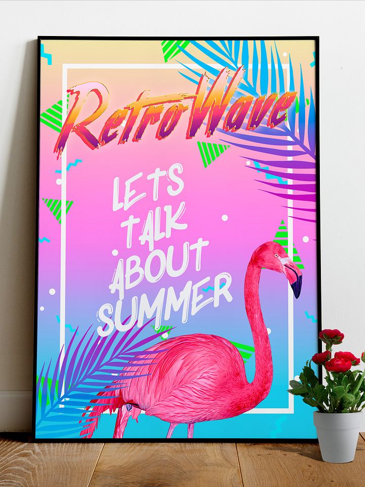 Retrowave poster: Summer and flamingo [retrowave/vaporwave/synthwave] — aesthetic poster, retrowave art print, neon poster, 80s poster product image (1)