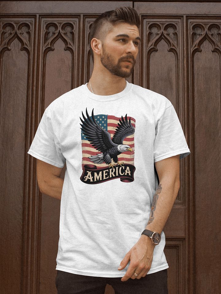 Bold American Eagle with Flag Background – Patriotic USA Artwork product image (1)