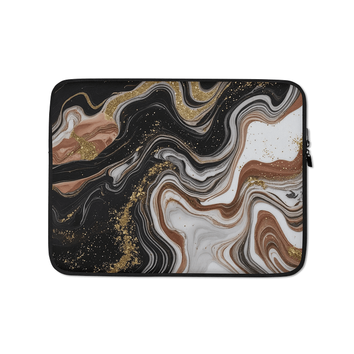 Black, Brown, Pink & White With Liquid Gold Glitter Marble Laptop Sleeve product image (1)