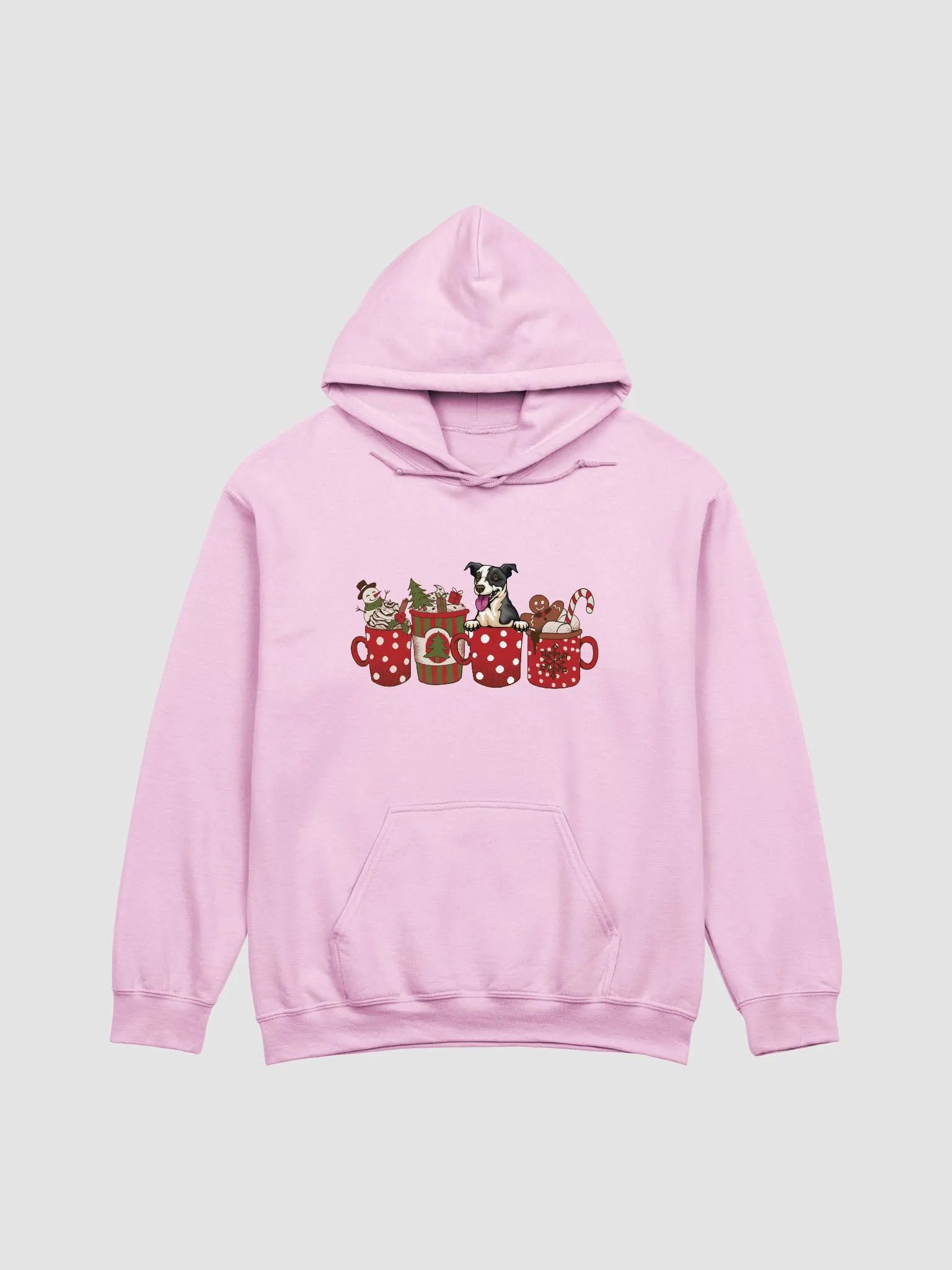 Cute Jack Russell Terrier(Black) in a Christmas Cup Hooded Sweatshirt | Funny Christmas JRT Pup in a Cup product image (9)