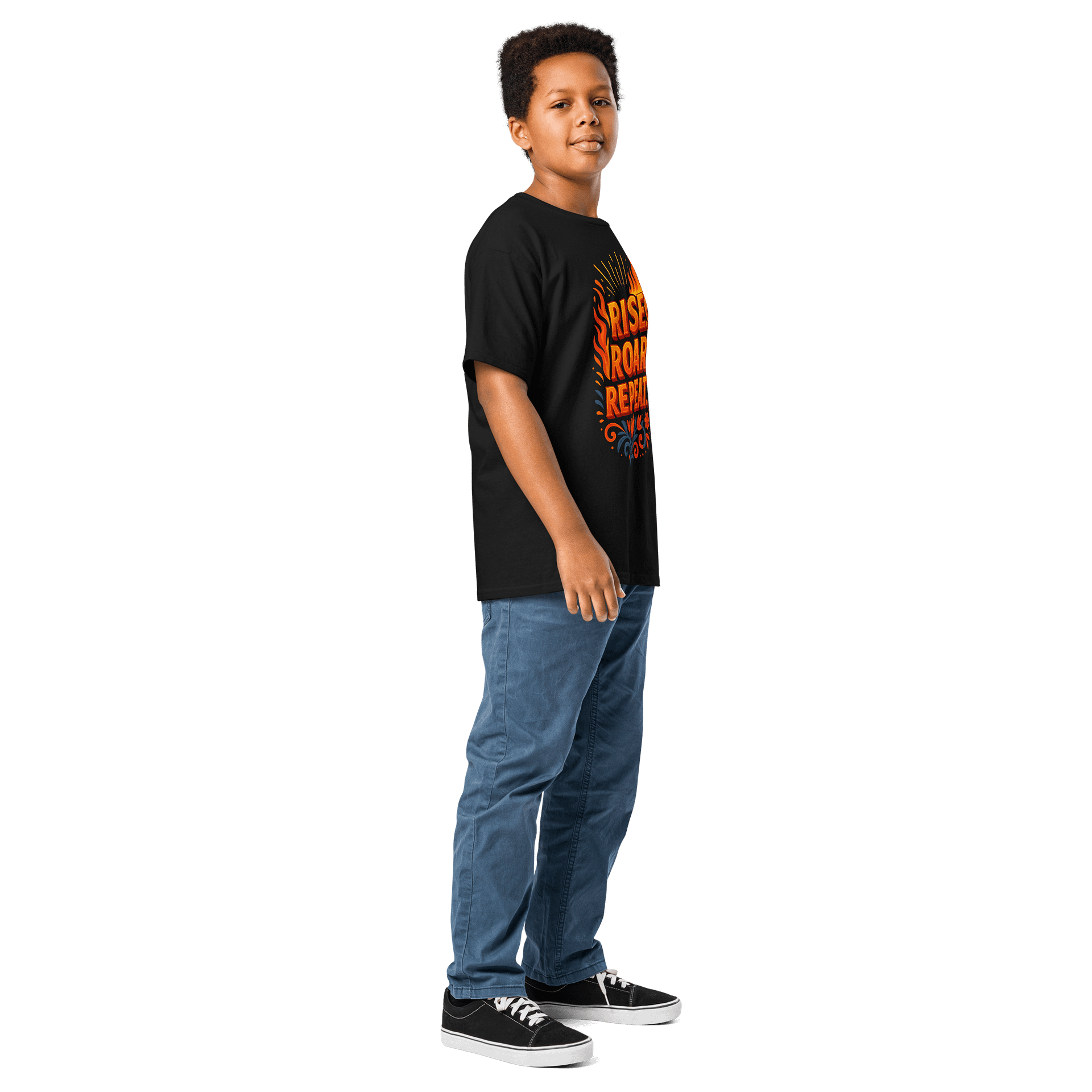 Rise. Roar. Repeat. Youth Tee – Kids’ Bold Confidence Shirt product image (8)