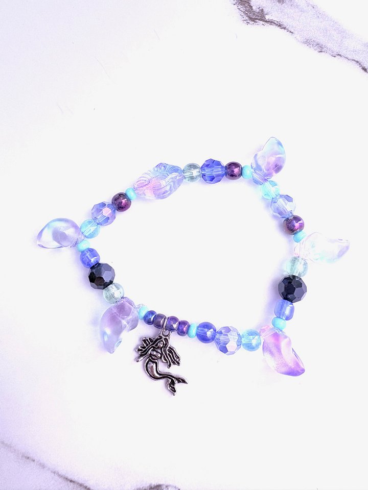 Seabreeze Shell Beaded Bracelet | Turquoise, Green, Blue & Purple | Handmade 7" Coastal Charm by Monique Faella Designs™ | MFD-00063 product image (2)