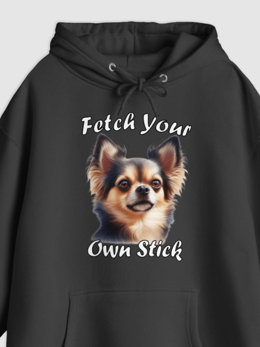 Fetch Your Own Stick Dog Illustrated Pullover Hoodie (Front Only) product image (1)