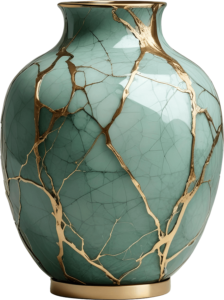 Kintsugi Brilliance – Jade Serenity Vase PNG product image (1)