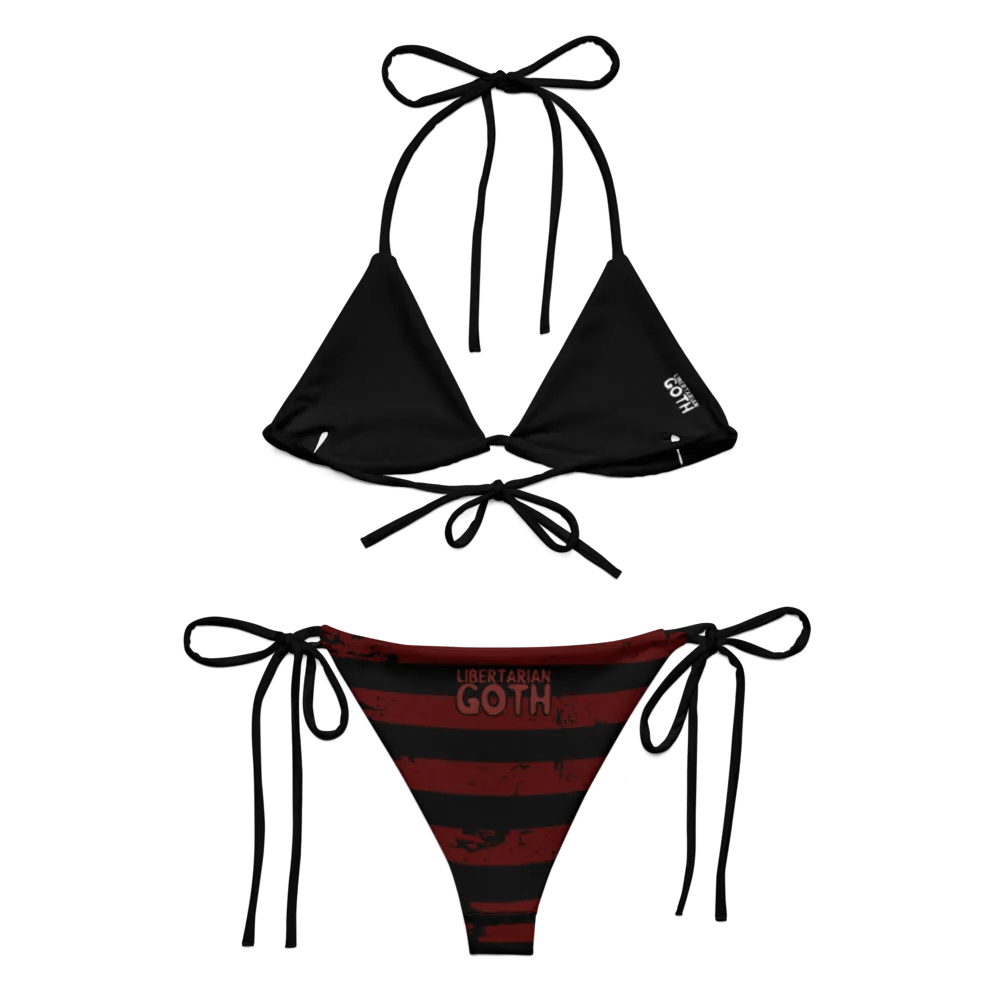 Distressed Red and Black Americana String Bikini product image (4)