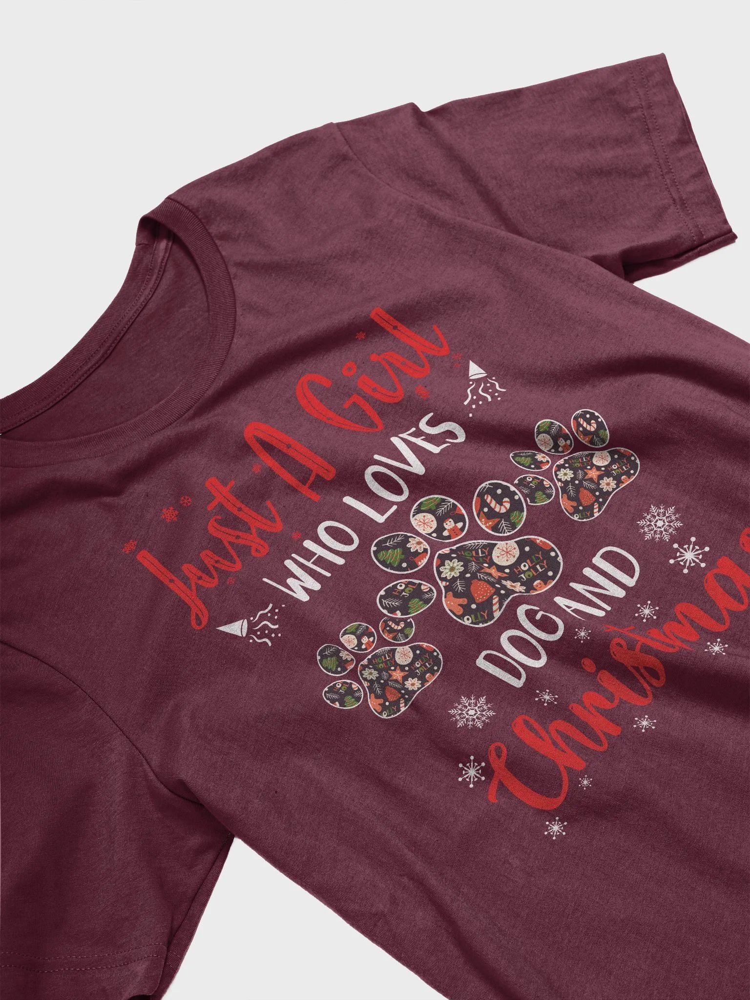Christmas Dog Lover T-Shirt - Just A Girl Who Loves Dogs and Christmas product image (3)