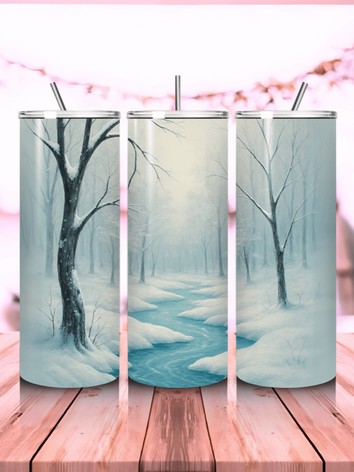 Snow Covered Trees Winter Landscape Tumbler Wrap PNG – 20oz Skinny Sublimation Design with Serene Snowy Forest Scene & Cozy Winter Vibes – Perfect Seasonal Gift – 300 DPI Instant Digital Download product image (1)