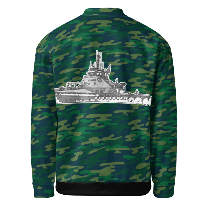 Foss Tugboat Sketch Teal Camouflage Bomber Jacket product image (1)