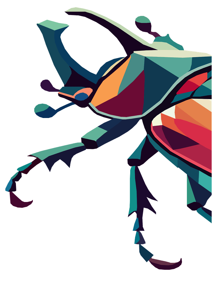 Free Geometric Beetle PNG Art - Transparent Background, Low Poly Insect Illustration product image (1)