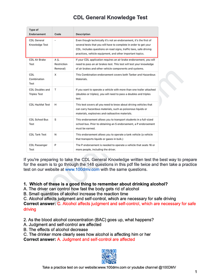 CDL General Knowledge Test (PDF file) product image (2)