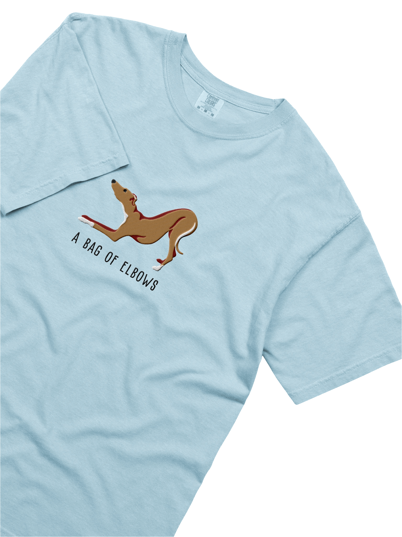 A Bag of Elbows T-Shirt(Embroidered) of an Italian Greyhound(Tan) product image (55)