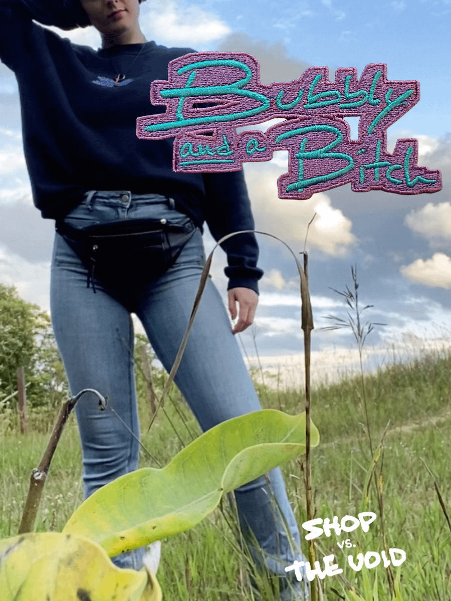 Bubbly and a B*tch embroidered crewneck (violet bubble design) product image (2)