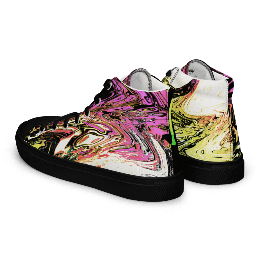 Abstract Neon Daisy Swirl Ladies High Top Canvas Shoes product image (8)