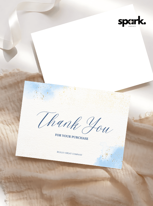 Blue Gold Minimalist Watercolor Calligraphy Thank You Card product image (2)