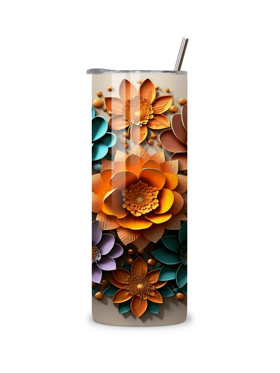 Floral Bloom 20oz Skinny Tumbler with Metal Straw – Vibrant Multicolor Flower Design – Double-Walled Insulated Stainless Steel Tumbler Gift for Flower Lovers and Nature Enthusiasts product image (5)