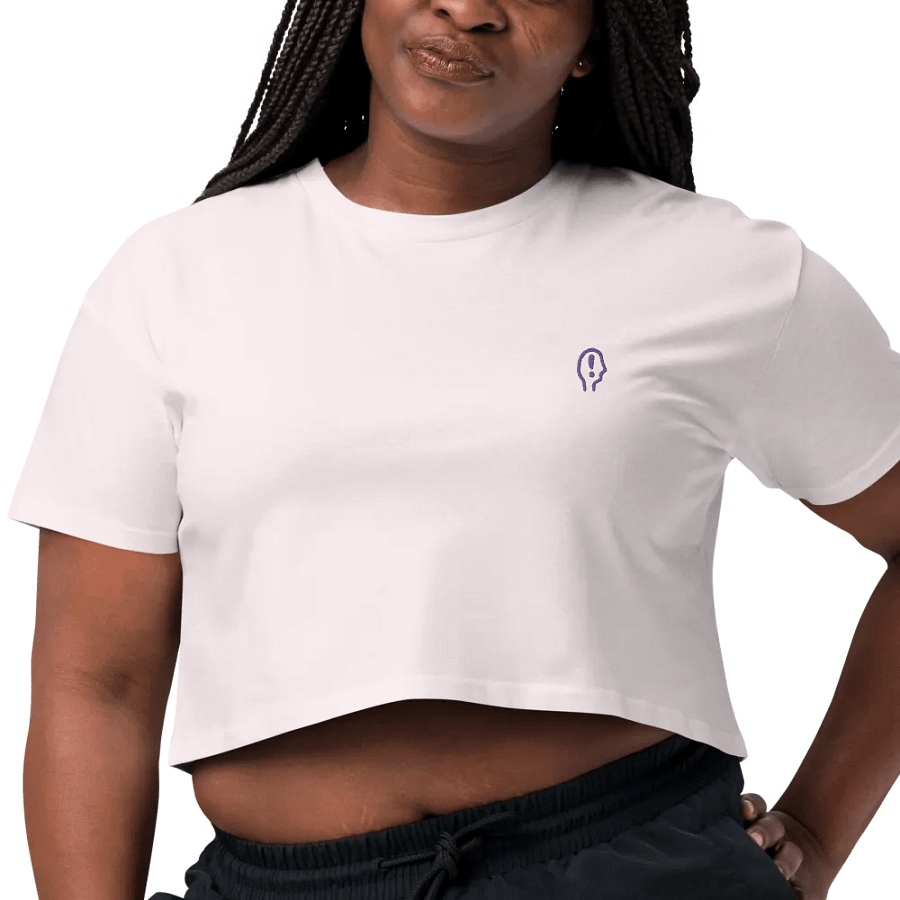 EXCLAIMING MENTALLY (L.C., purple) embroidered cotton crop top product image (5)