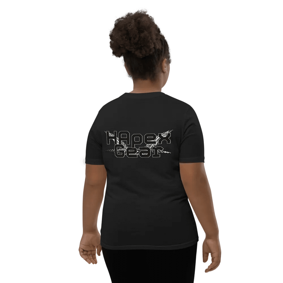Youth Short Sleeve T-Shirt - Embroidered - Black HApex Gear White Logo product image (8)
