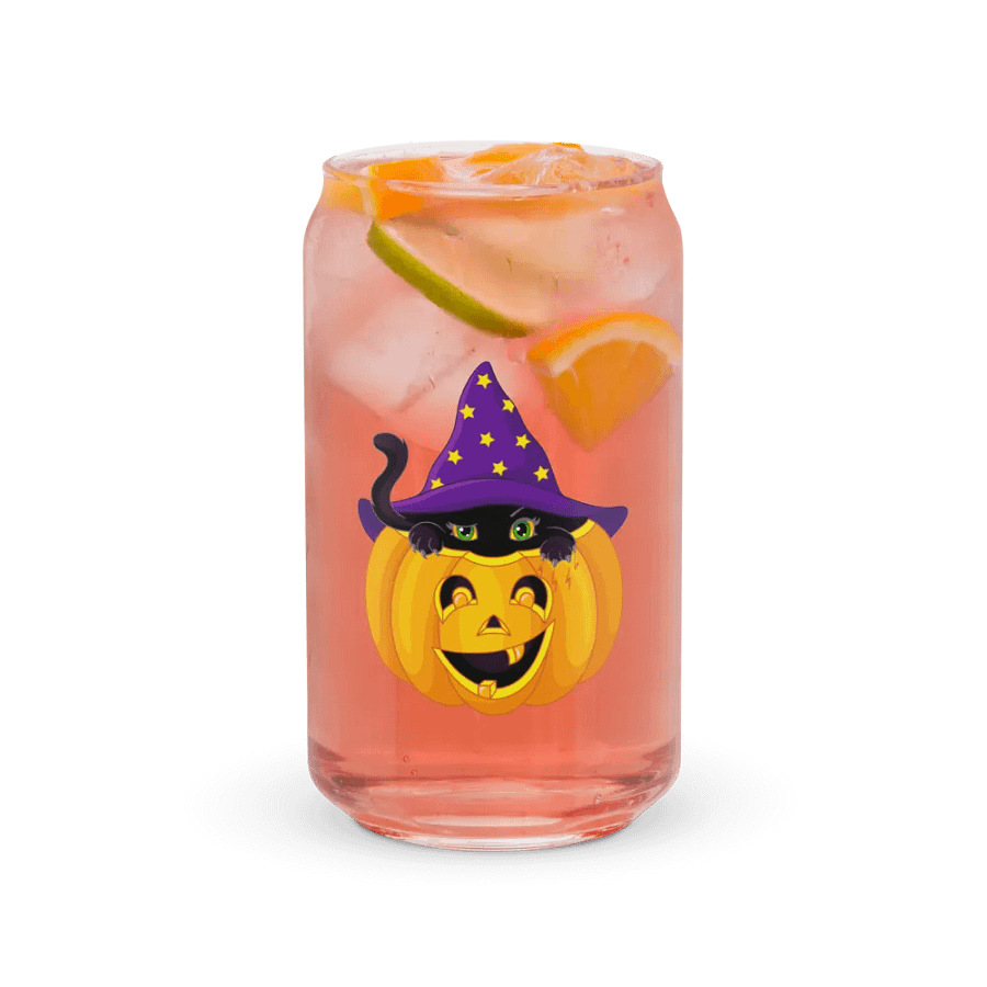 Whimsical Pumpkin Cat Can-Shaped Glass product image (37)