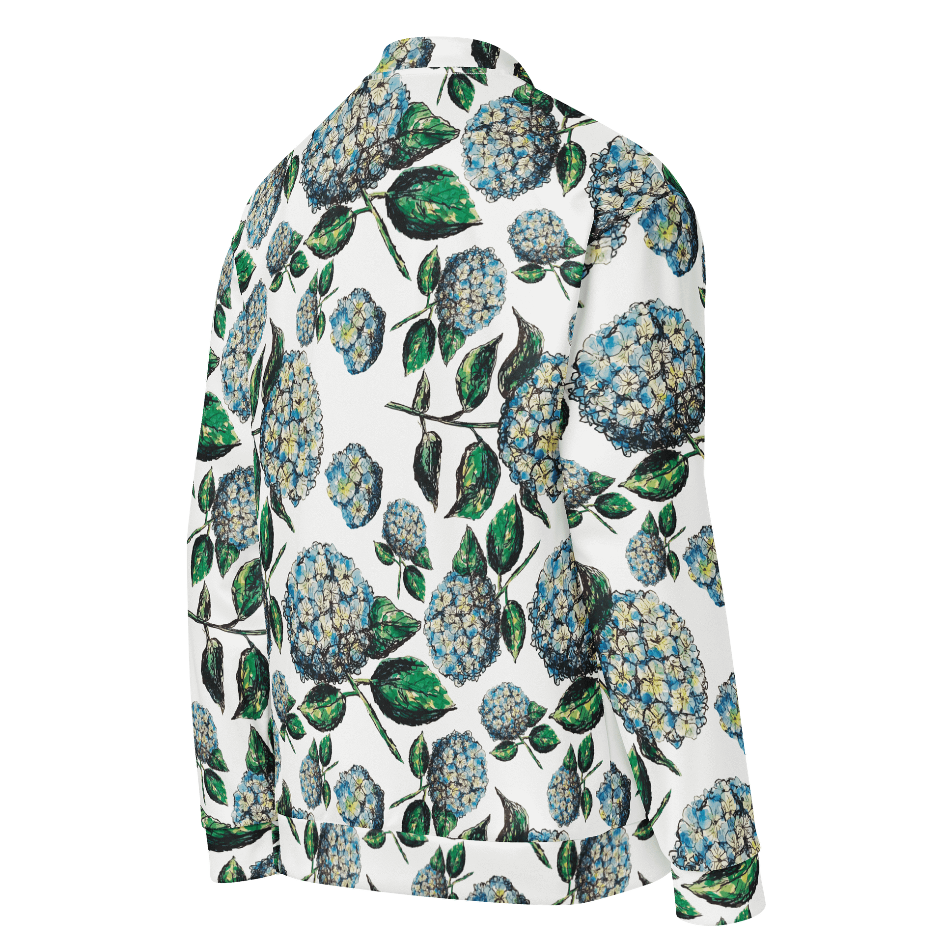 Blue Hydrangea Dreams | Unisex Bomber Jacket | Monique Faella Designs™ product image (4)