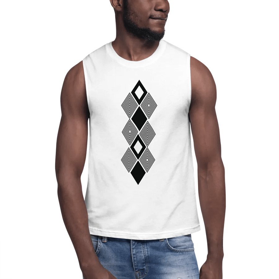Black and white triangle design Muscle Tank product image (6)
