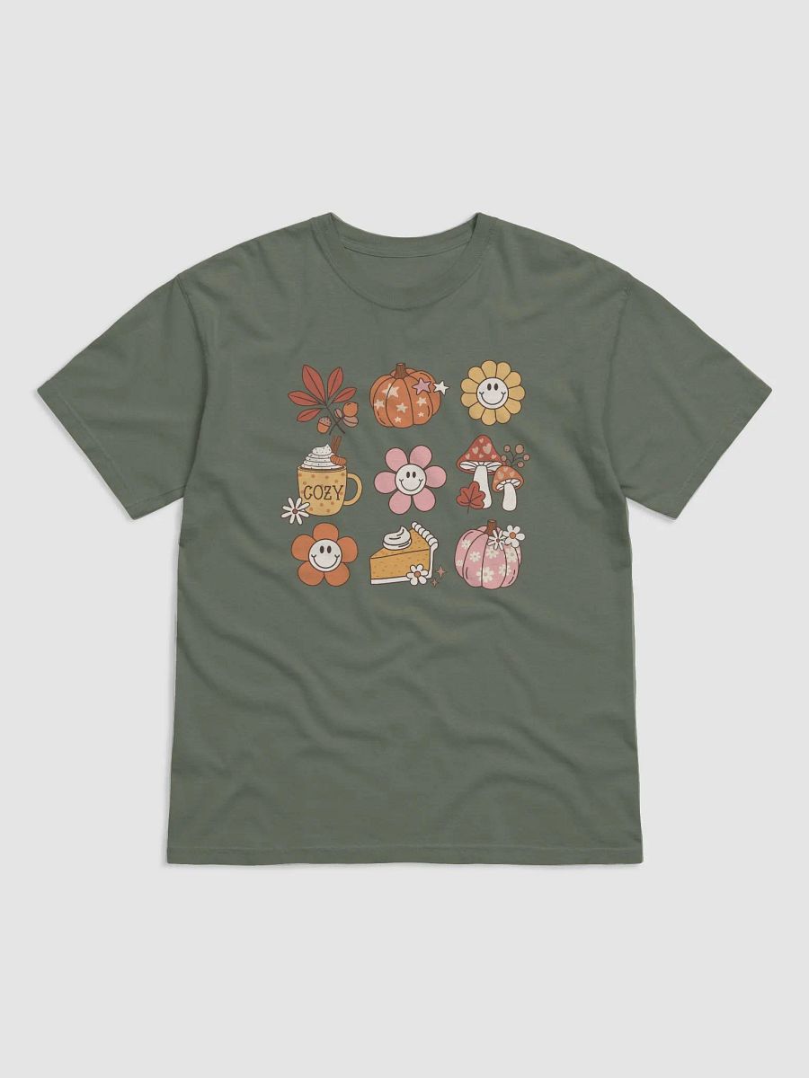 A Grid of Fall and Halloween Elements T-Shirt | Cute Fall and Halloween T-Shirt Design product image (18)