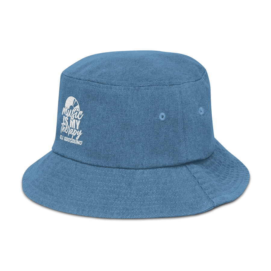 The Must Have DJ GodSOUND "Music Is My Therapy" Denim Bucket Hat in Light Blue! product image (4)
